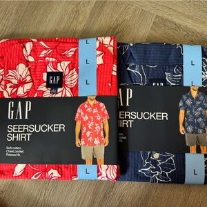 GAP Red and Blue Seersucker Shirts